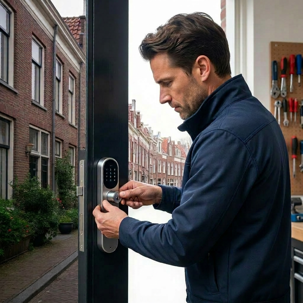 Nederlandse straat met rijtjeshuizen in Utrecht